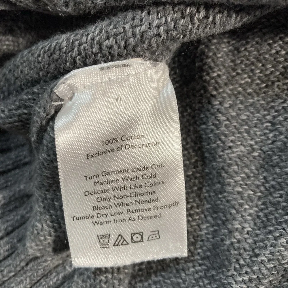 Eddie‎ Bauer Henley Sweater Medium Gray Knit Fisherman Y2K 90s Style